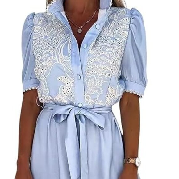 Women's Embroidered Eyelet Dress - Picture 1 of 3